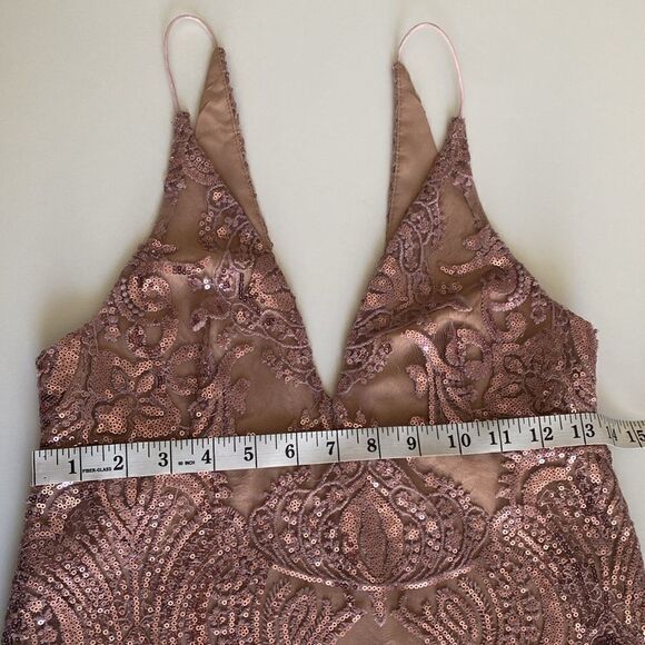 Free People Cream and Rose Gold Pink Night Shimmers Sequin Mini Dress Size 2 - Picture 9 of 13